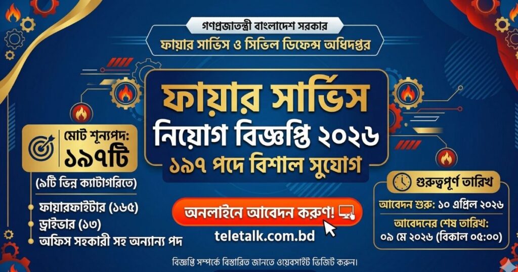 ফায়ার সার্ভিস নিয়োগ বিজ্ঞপ্তি ২০২৬ (১৯৭ পদ)